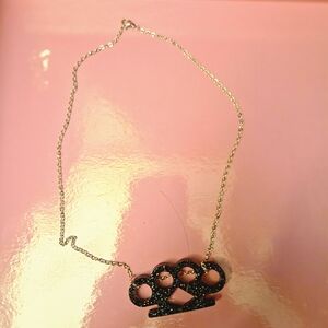Black Knuckle Duster Pendant Necklace